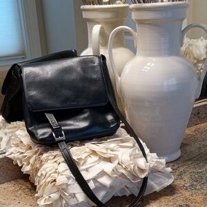 Leather Nine West Black Crossbody Bag